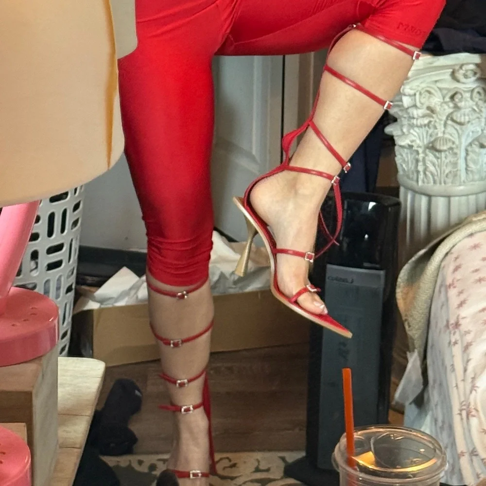 GOD saves queens strappy rhinestone heels